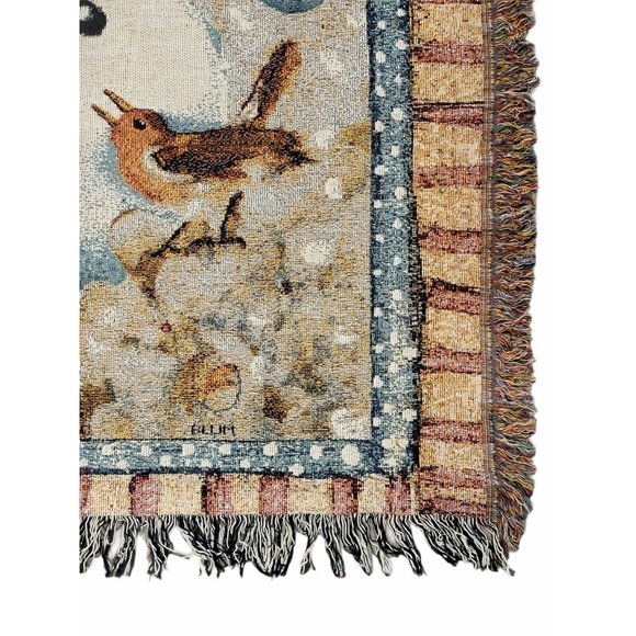 Snowman USA Made Manual Woodworkers & Weavers Tapestry Christmas Blanket Throw - Picture 3 of 6